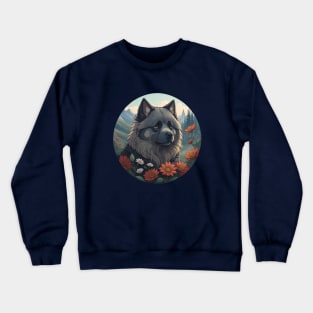 Keeshond Mountain Landscape Crewneck Sweatshirt